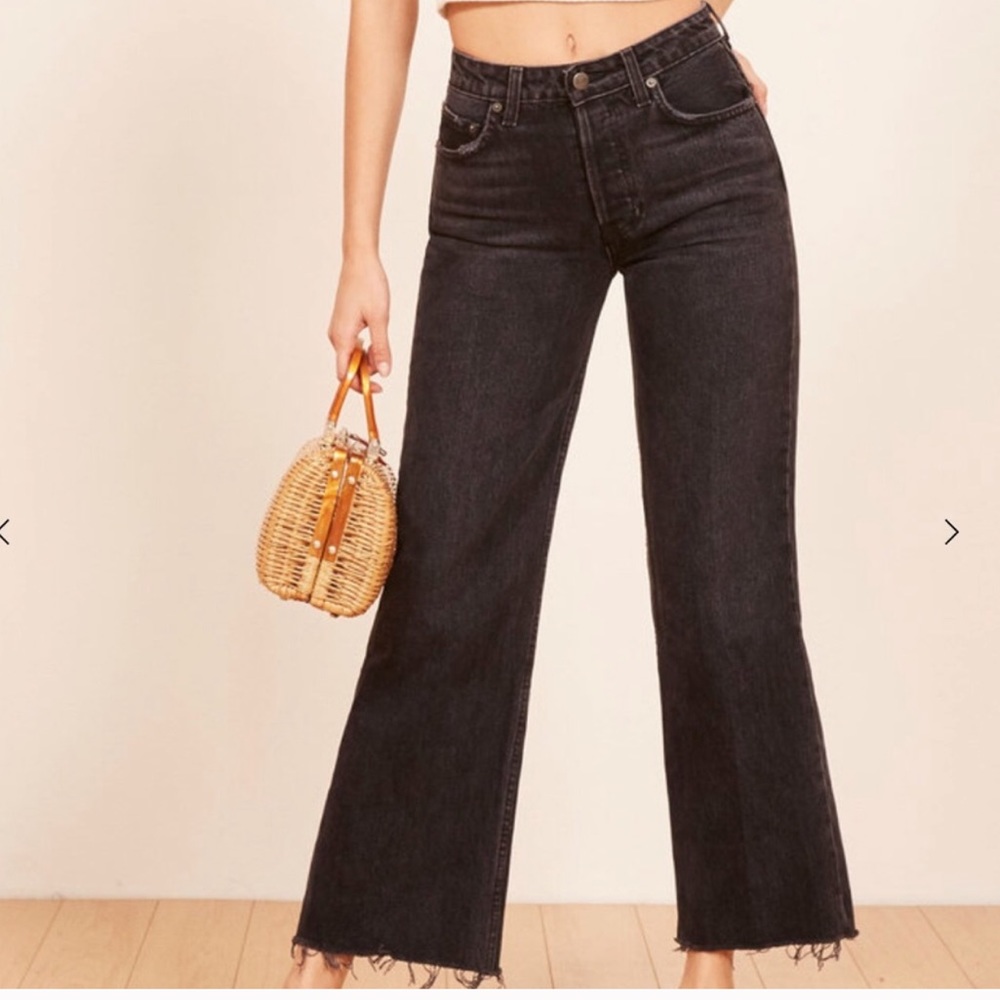 Reformation Black Wide Leg Jeans